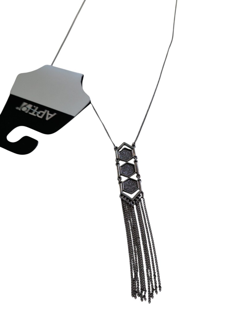 New Apt 9 Metallic Black Tassel Necklace